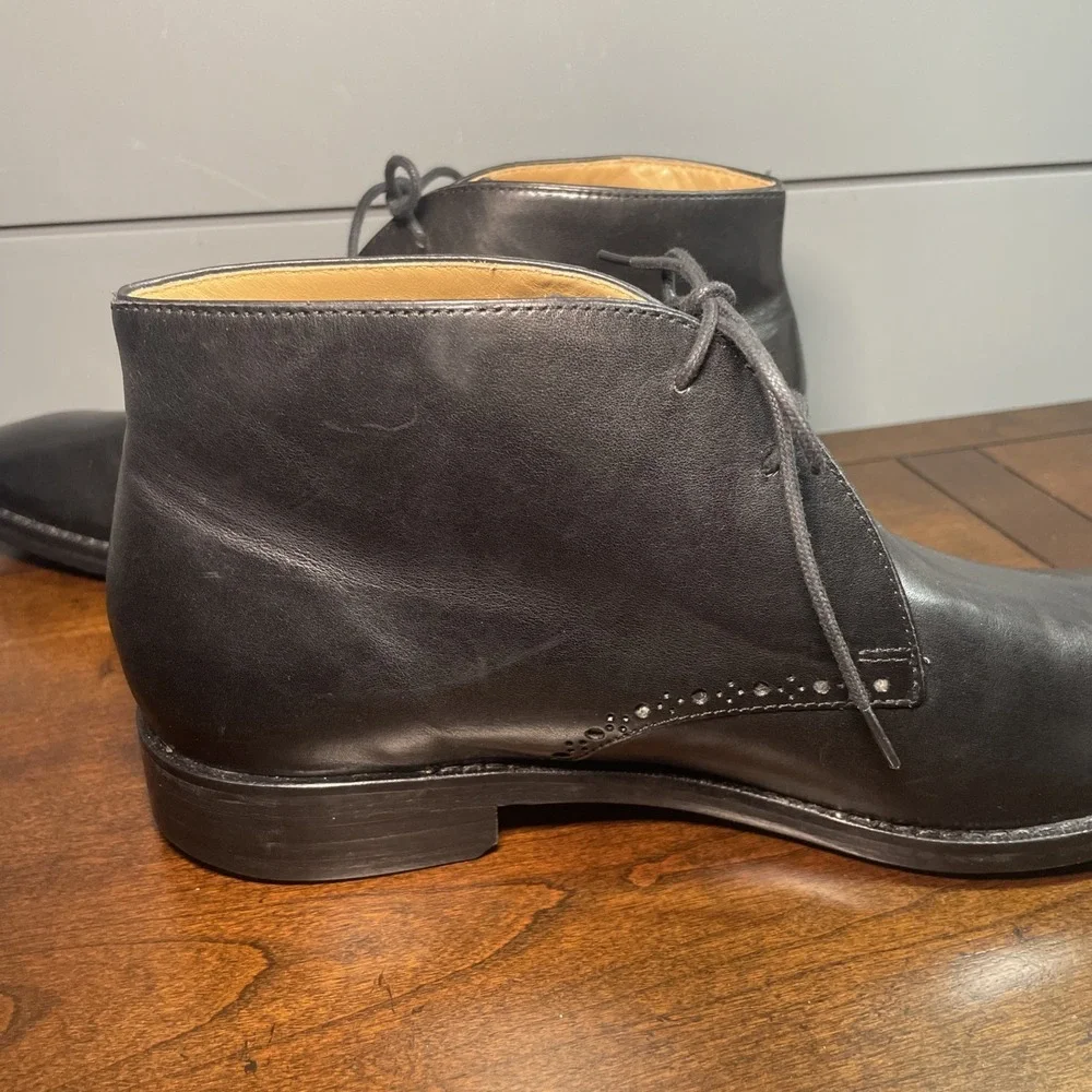 Cole Haan Graydon Chukka Boots Men 7.5  M Black Leather Lace Up 9.5 women NWOB